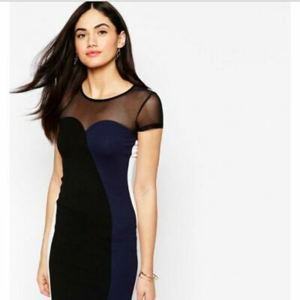 French Connection bodycon color block cocktail dress- US 4